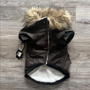 3/$25 ITEM - NWT - Brown Dog Jacket with Faux Fur Trim